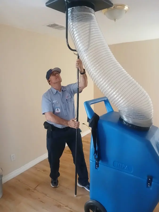 Mini Split Installation technician using HEPA equipment in Kaufman